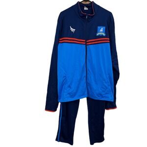 Ted Lasso AFC Richmond Track Jacket Pants XL Blue Red Stripe Full Zip Costume